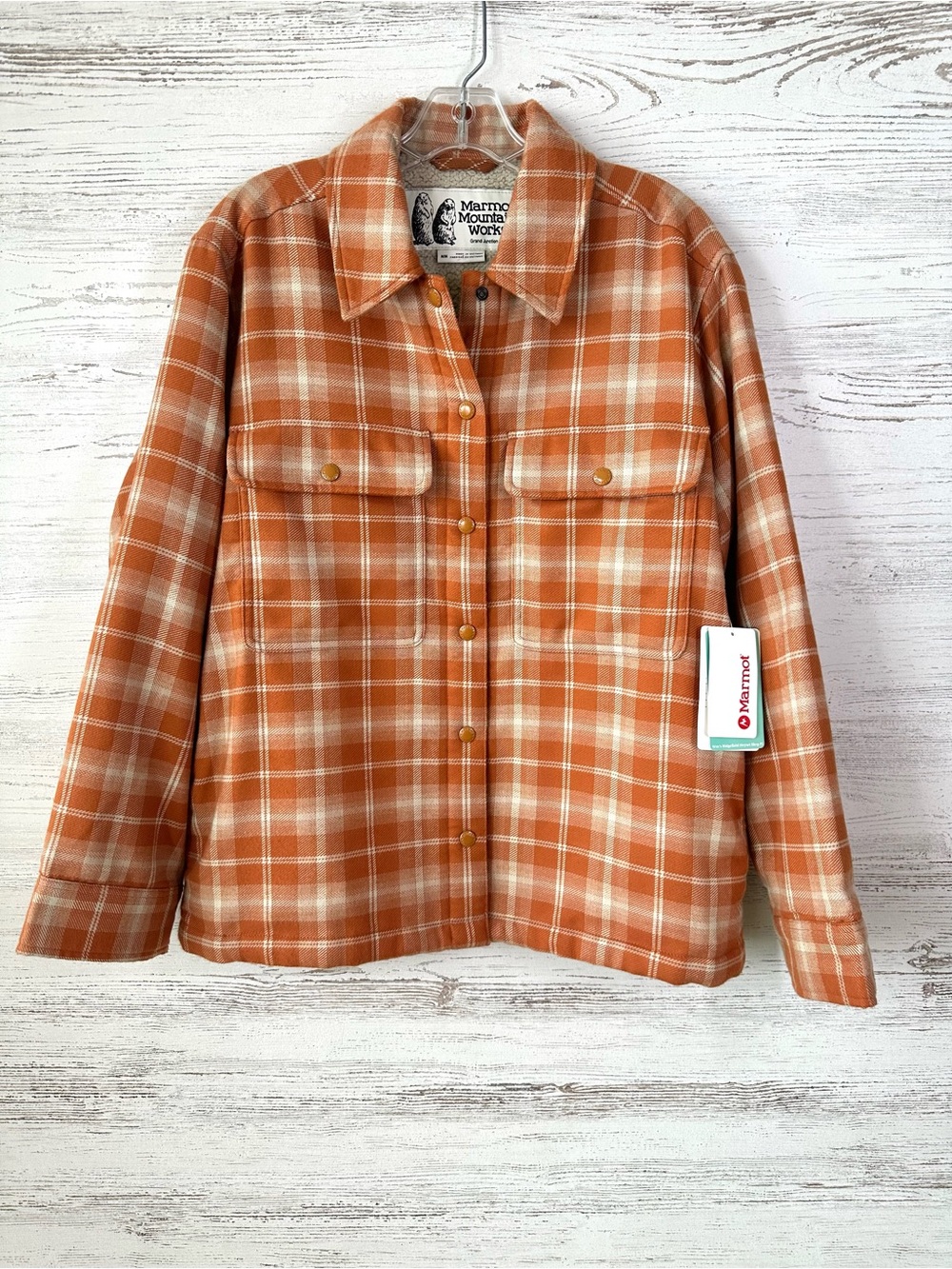 NWT MARMOT Women’s Ridgefield Heavyweight Sherpa Flannel Plaid Shaket Jacket M